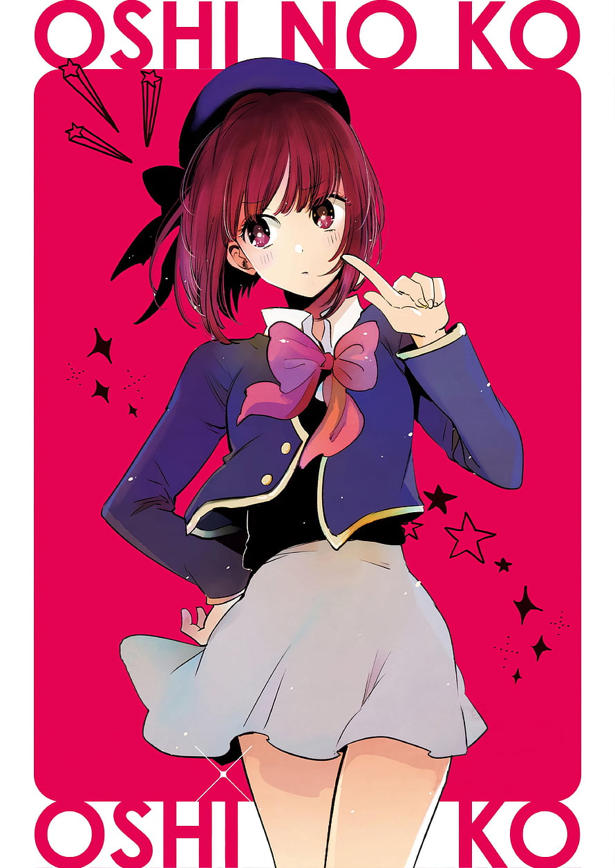 Kana Arima from Oshi no Ko in School Uniform with Beret and Bow HD phone wallpaper