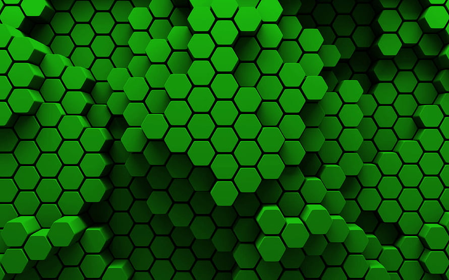 Vibrant Green 3D Honeycomb Hexagon Pattern Abstract Geometric Texture HD wallpaper