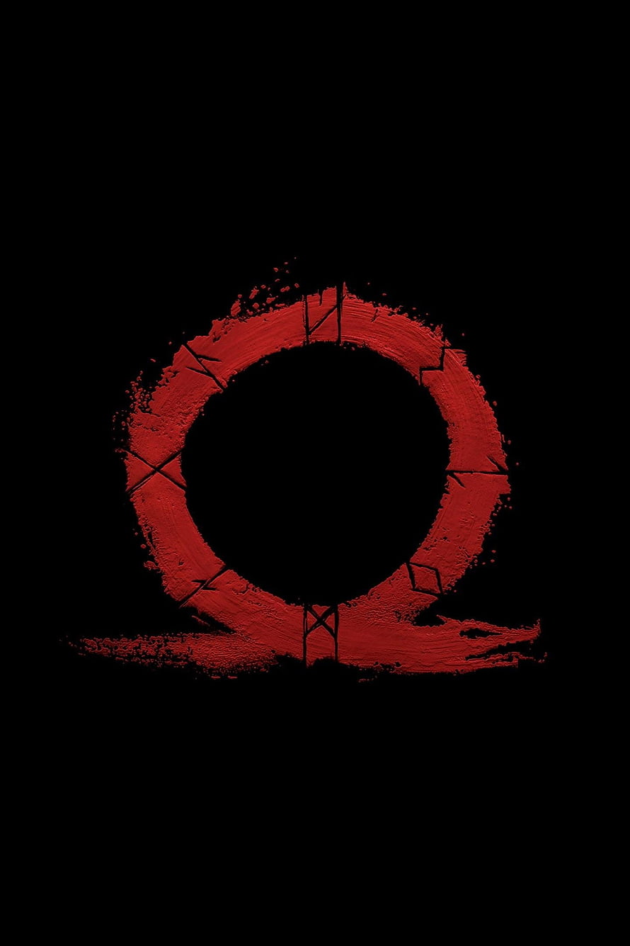God of War Omega Symbol Red Painted Ring on Black Background HD phone wallpaper