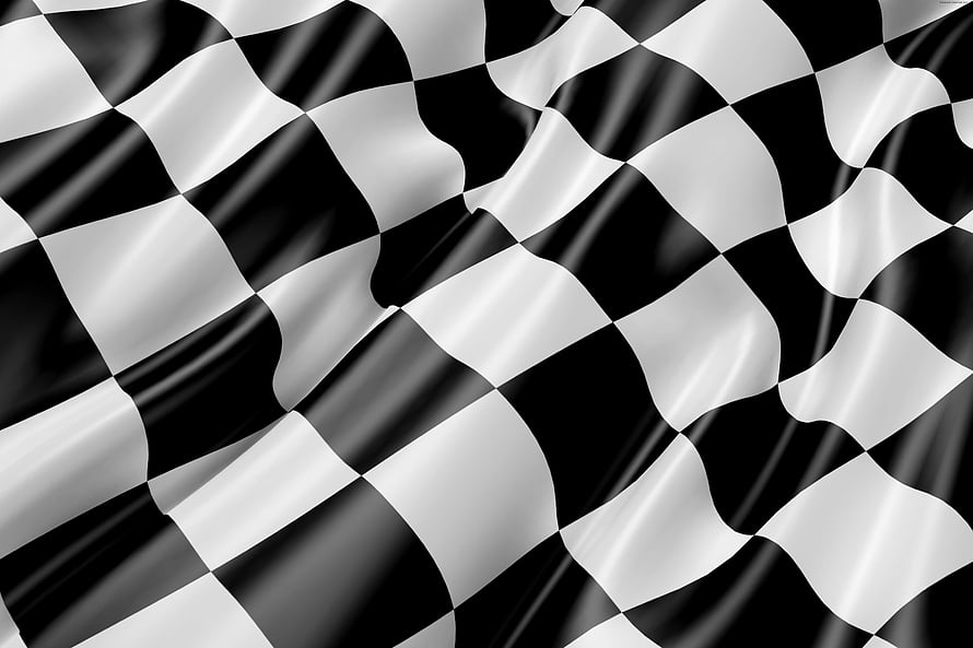 Black and White Checkered Racing Flag with Wavy Silk Texture HD wallpaper