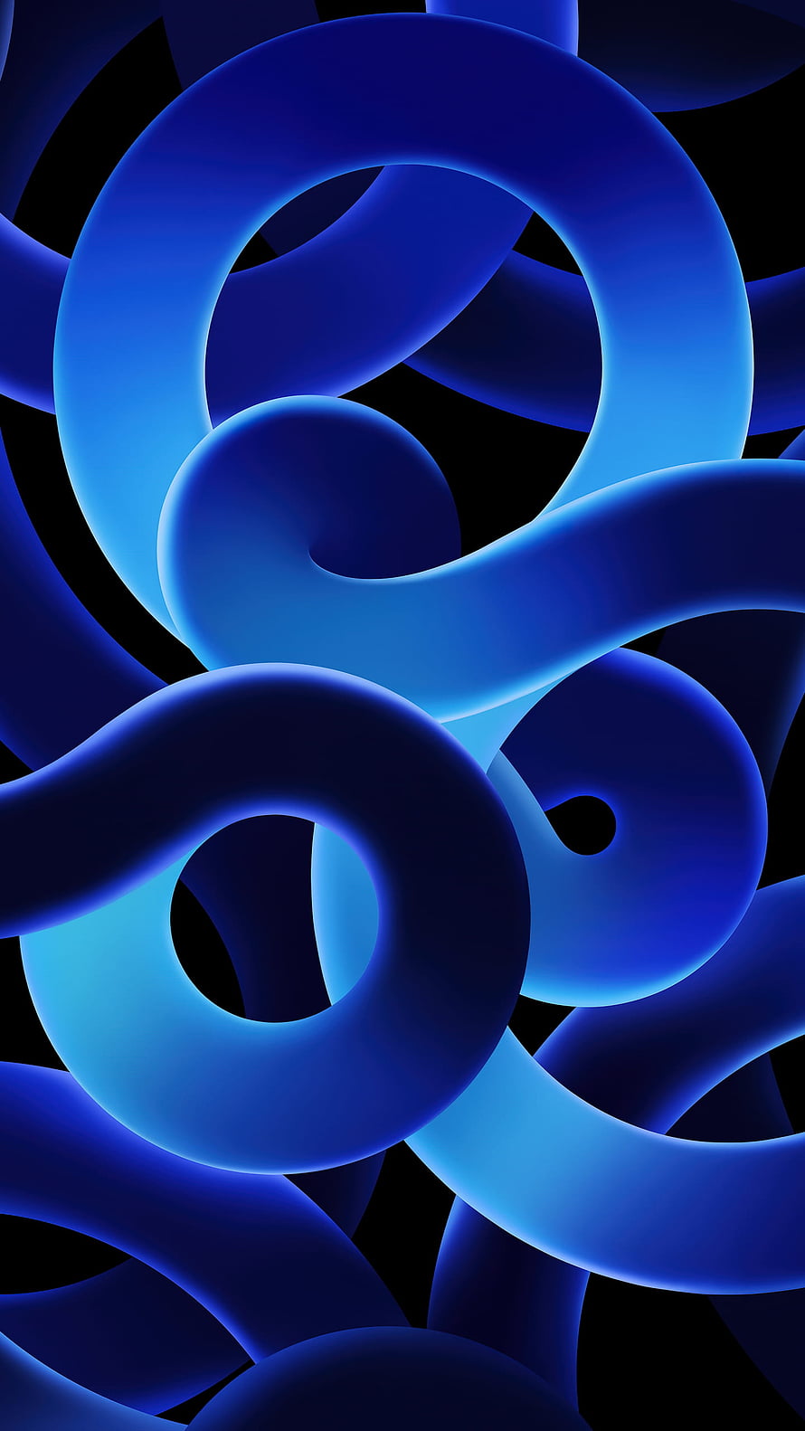 Abstract 3D Blue Tubular Loops on Black Background HD phone wallpaper
