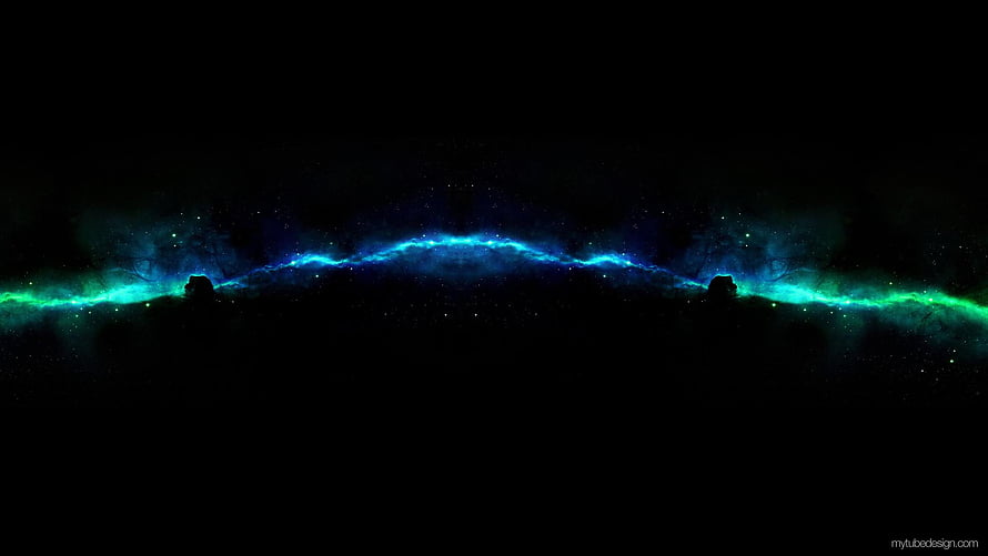 Vibrant Blue and Green Aurora Borealis Over Dark Mountain Silhouettes HD wallpaper