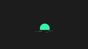 Minimalist Mint Green Sunset Horizon on Dark Background HD wallpaper