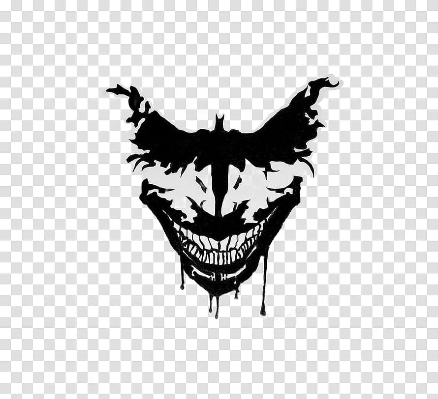 Joker Grin Stencil Artwork with Dripping Ink and Sharp Teeth on Transparent Background HD wallpaper
