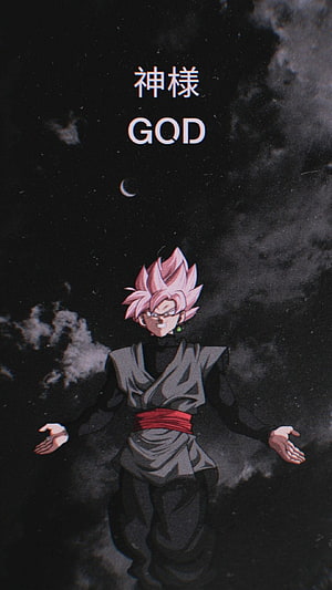 Goku Black Super Saiyan Rosé Anime Character in Dark Cosmic Setting HD phone wallpaper
