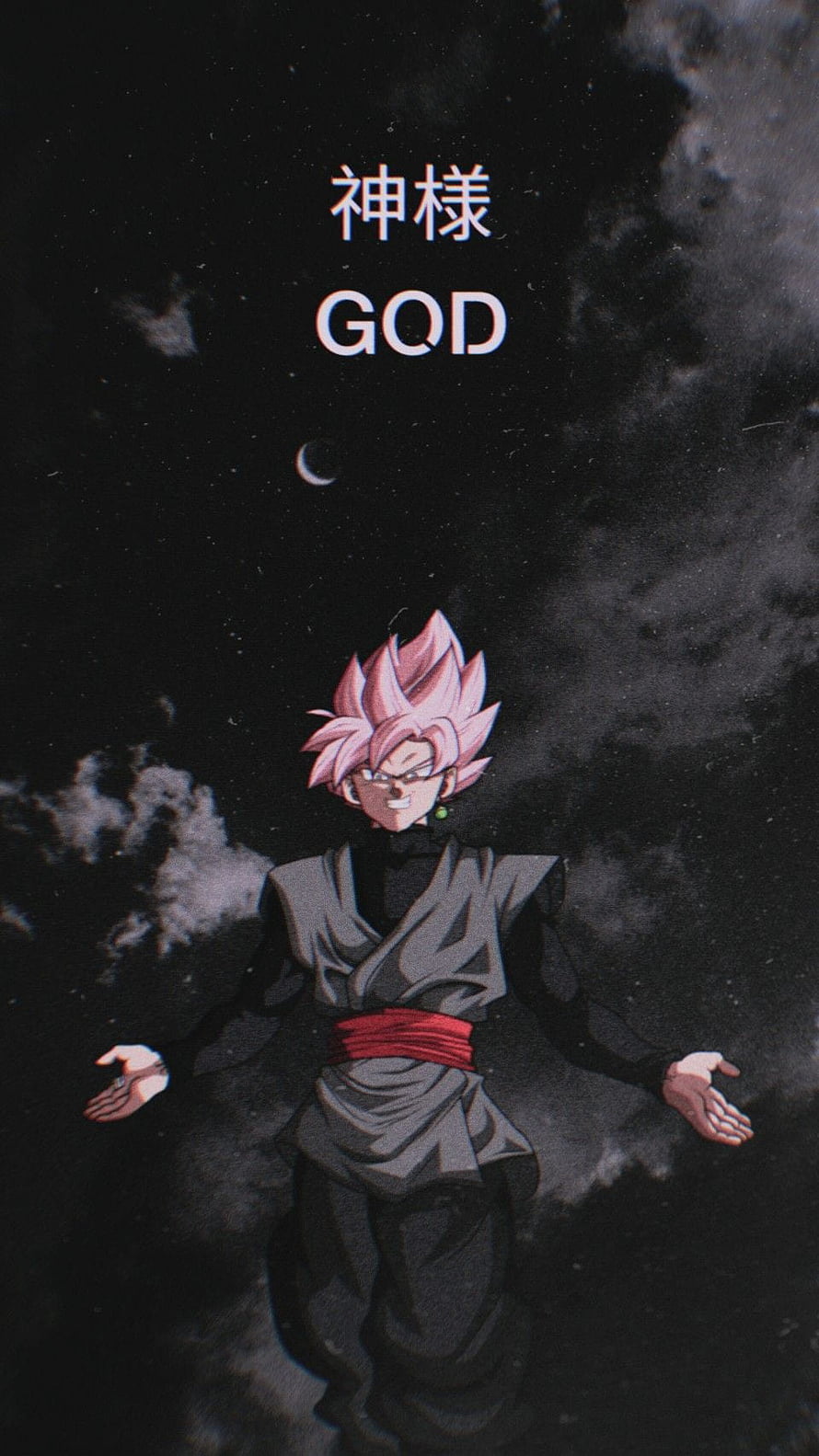 Goku Black Super Saiyan Rosé Anime Character in Dark Cosmic Setting HD phone wallpaper