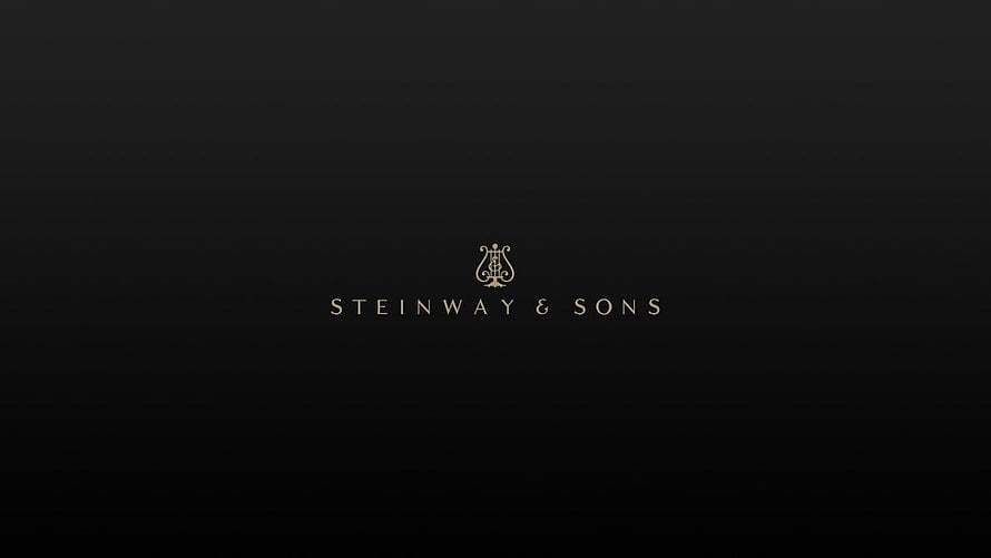 Steinway & Sons Elegant Gold Lyre Logo on Dark Background HD wallpaper