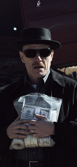 Walter White as Heisenberg holding cash in Breaking Bad HD phone wallpaper