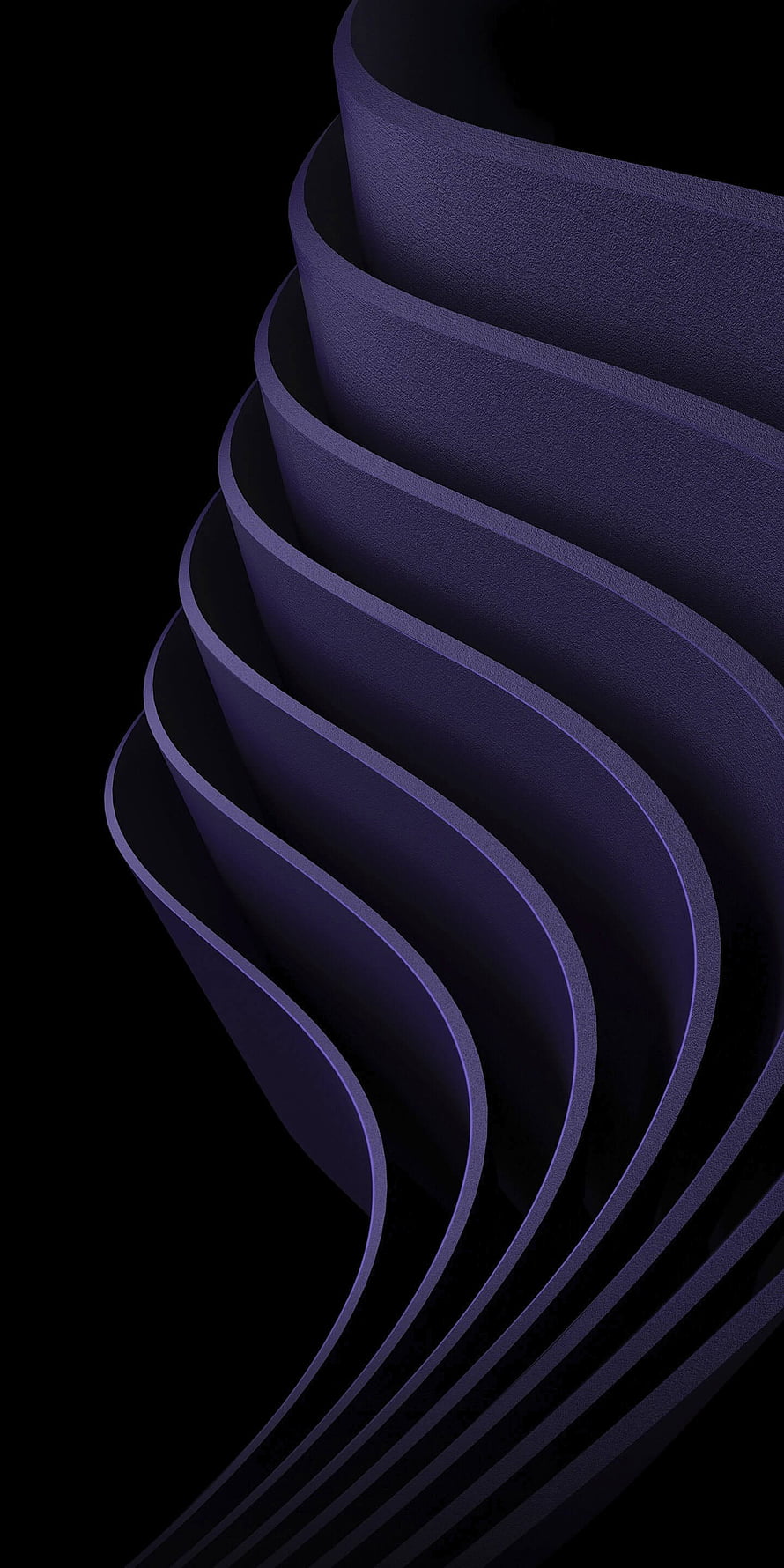 Dark Purple Abstract Wave Pattern with Layered Curves on Black Background HD phone wallpaper