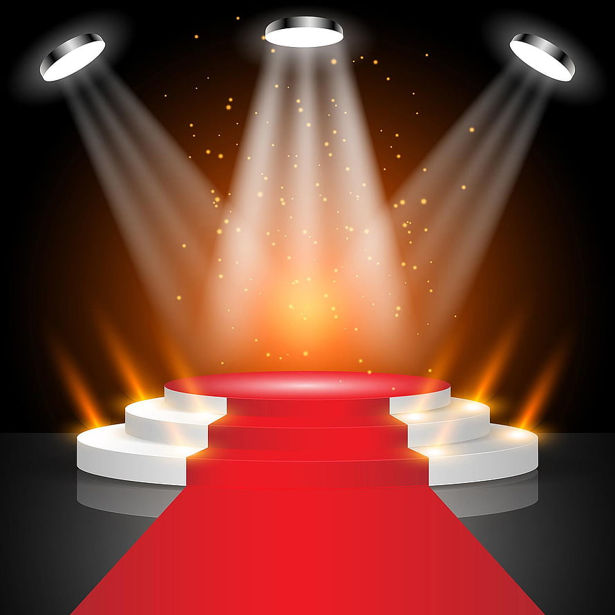 Red Carpet Award Ceremony Stage With Spotlights And Glowing Particles HD phone wallpaper