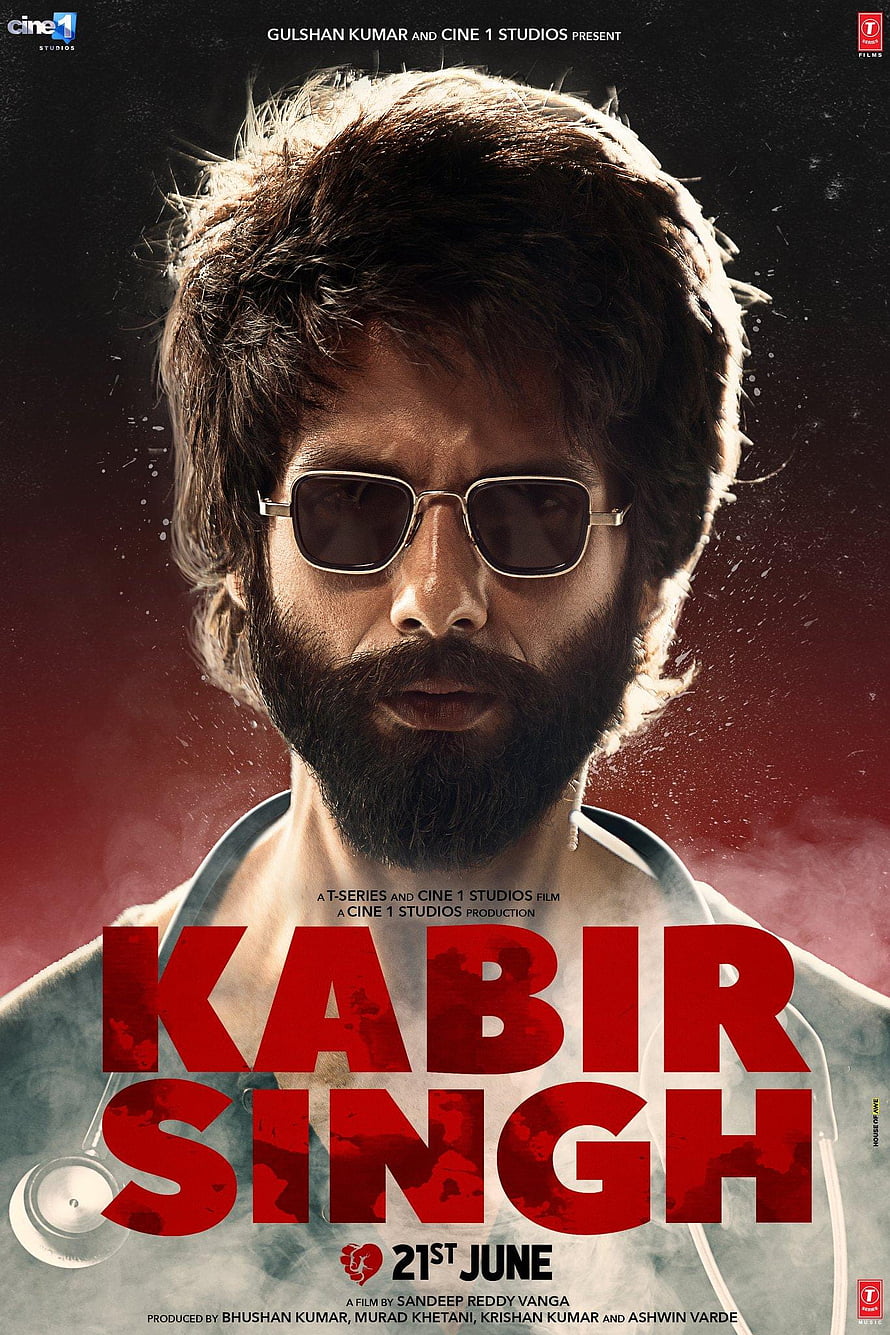 Kabir Singh Movie Poster Featuring Bearded Man in Sunglasses and White Coat HD phone wallpaper