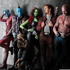 Guardians of the Galaxy Vol 2 Team Poster with Star-Lord, Gamora, Rocket, Groot, Drax, and Nebula HD phone wallpaper