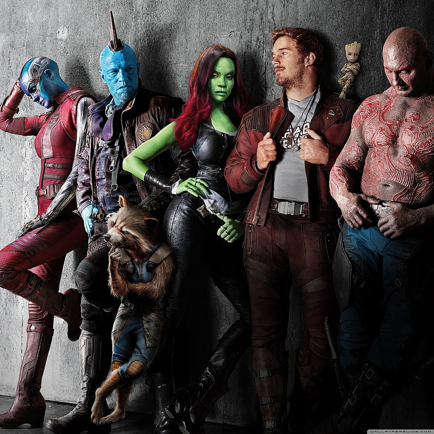 Guardians of the Galaxy Vol 2 Team Poster with Star-Lord, Gamora, Rocket, Groot, Drax, and Nebula HD phone wallpaper
