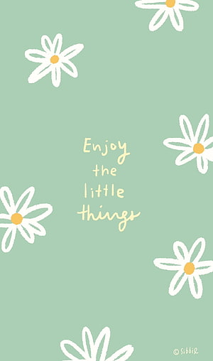 Mint Green Doodle Flower Pattern with Handwritten Inspirational Quote HD phone wallpaper
