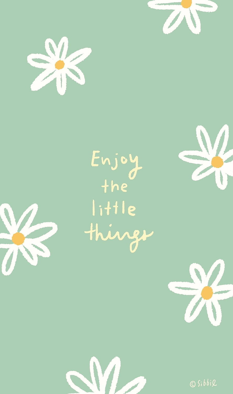 Mint Green Doodle Flower Pattern with Handwritten Inspirational Quote HD phone wallpaper