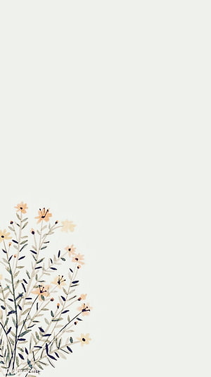Minimalist Watercolor Wildflower Illustration on Soft Cream Background HD phone wallpaper