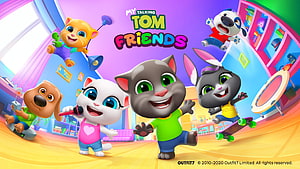 My Talking Tom Friends 3D Animated Characters in Colorful Playroom HD wallpaper