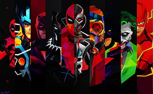 DC Comics Heroes and Villains Geometric Low Poly Digital Art HD wallpaper