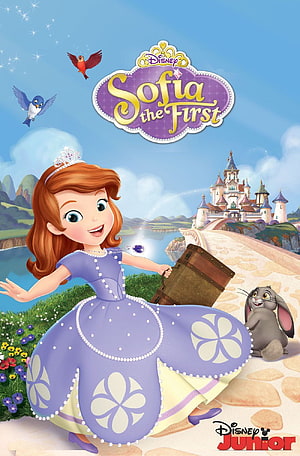Sofia the First Princess in Lavender Gown with Castle and Rabbit Companion HD phone wallpaper