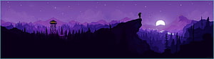 Purple Mountain Silhouette with Lone Figure and Moonlit Night Sky HD wallpaper