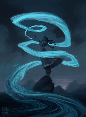 Katara from Avatar The Last Airbender Channeling Water Bending Energy in a Dark Fantasy Digital Painting HD phone wallpaper