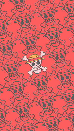 Sabo One Piece Skull Pattern Wallpaper with Straw Hat and Crossed Bones HD phone wallpaper
