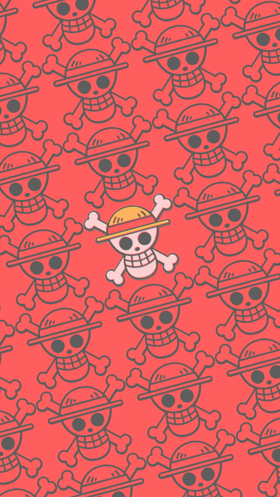 Sabo One Piece Skull Pattern Wallpaper with Straw Hat and Crossed Bones HD phone wallpaper