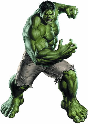 Hulk in Aggressive Combat Stance with Tattered Pants and Muscular Green Physique HD phone wallpaper
