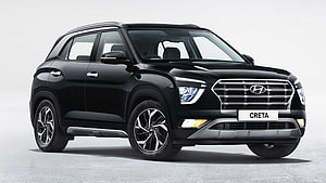 Black 2021 Hyundai Creta SUV Studio Shot with Chrome Grille and Alloy Wheels HD wallpaper