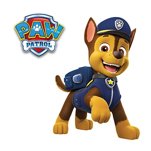 Paw Patrol Chase in Blue Police Uniform with Utility Pack and Show Logo HD phone wallpaper