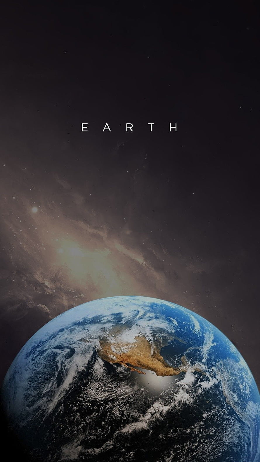 Earth From Space With Nebula Background and Minimalist Typography HD phone wallpaper