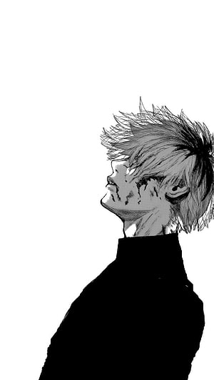 Kaneki Ken Profile Portrait in Black and White Tokyo Ghoul Manga Art HD phone wallpaper