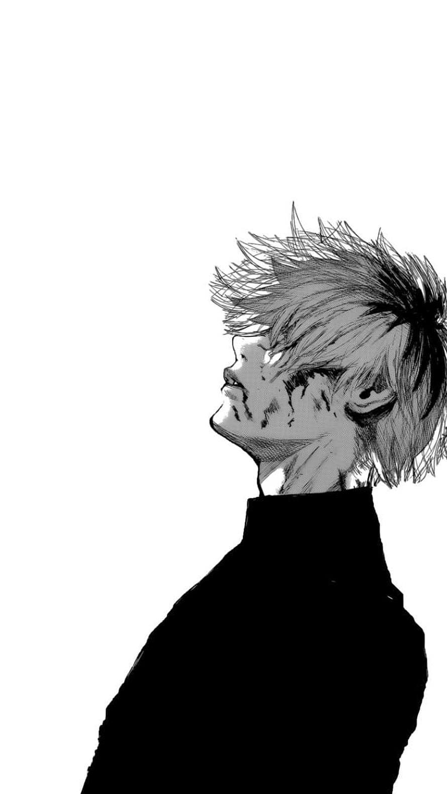 Kaneki Ken Profile Portrait in Black and White Tokyo Ghoul Manga Art HD phone wallpaper