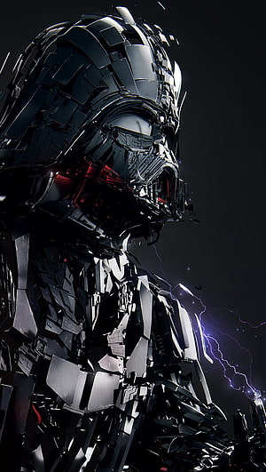 Darth Vader Dark Side Portrait with Lightning and Red Glow HD phone wallpaper