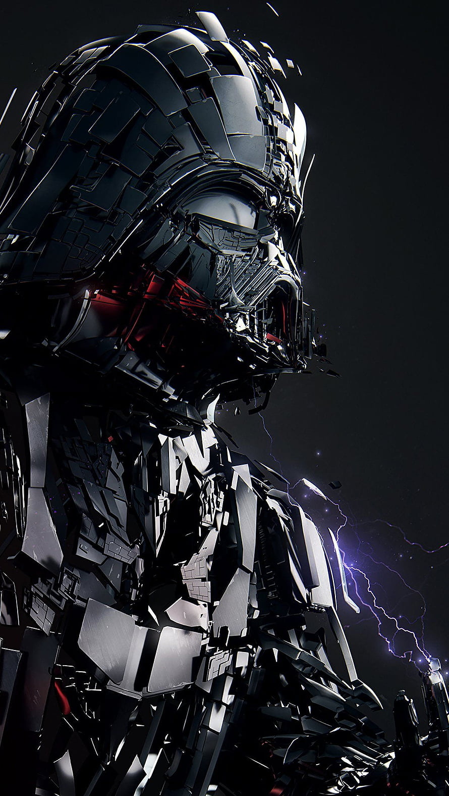 Darth Vader Dark Side Portrait with Lightning and Red Glow HD phone wallpaper