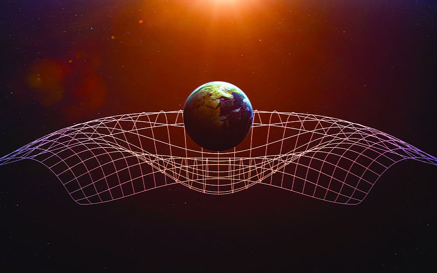 Earth Depicting Spacetime Curvature and Gravitational Waves in Cosmic Space HD wallpaper