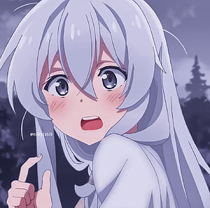 Elaina Anime Character Close-Up with Silver Hair and Surprised Expression HD wallpaper