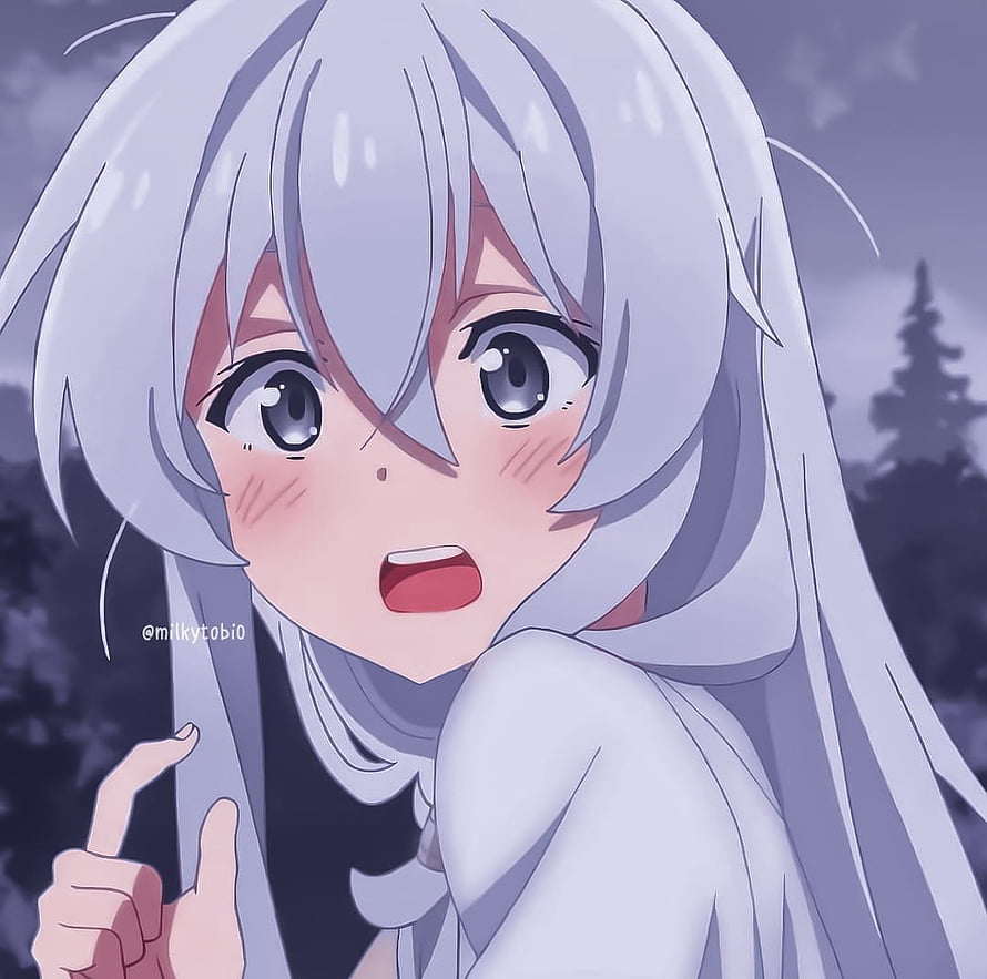 Elaina Anime Character Close-Up with Silver Hair and Surprised Expression HD wallpaper
