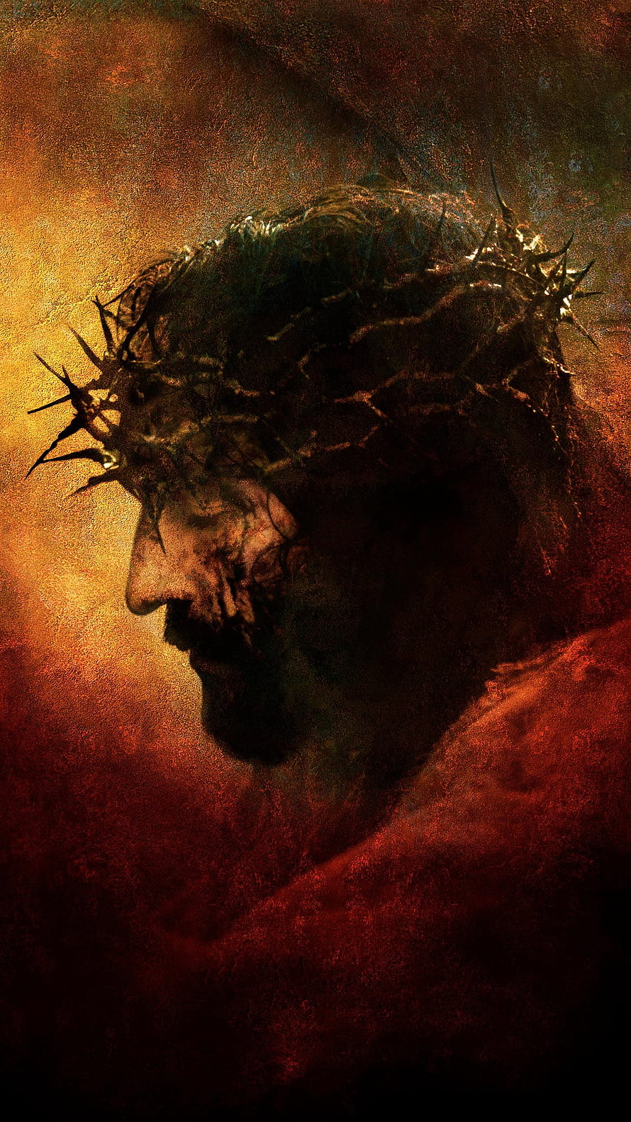 Jesus Christ in Profile Wearing Crown of Thorns with Dramatic Warm Lighting HD phone wallpaper