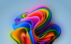 Vibrant Rainbow Ribbon Sculpture Abstract 3D Artwork HD wallpaper