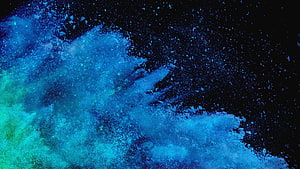 Vibrant Blue and Cyan Powder Explosion on Black Background Abstract Art HD wallpaper