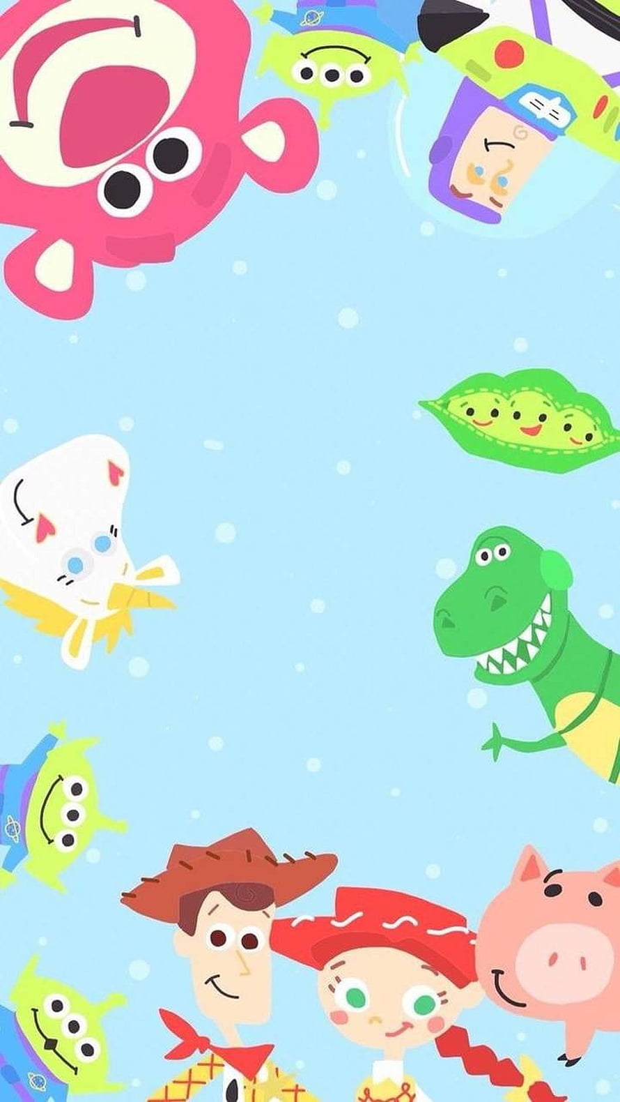 Cute Toy Story Characters on Light Blue Background with Lotso and Woody HD phone wallpaper