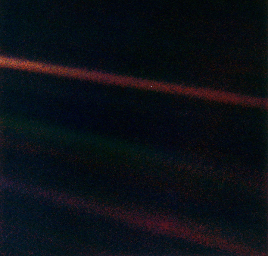 Pale Blue Dot Cassini Spacecraft View of Saturn's Rings and Dark Space HD wallpaper
