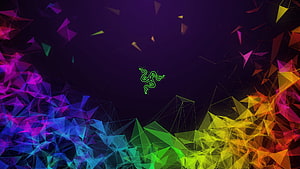 Razer Gaming Logo on Vibrant Geometric Low Poly Abstract Background HD wallpaper
