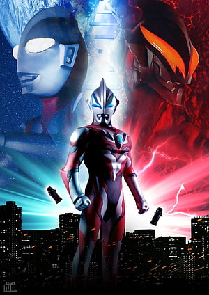 Ultraman Geed Standing Heroic Over City Skyline With Giant Monster Silhouettes, 15 Gambar ultraman geed terbaik, ultraman android HD phone wallpaper
