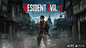 Resident Evil 4 Remake Key Art Featuring Leon S. Kennedy in Raccoon City HD wallpaper