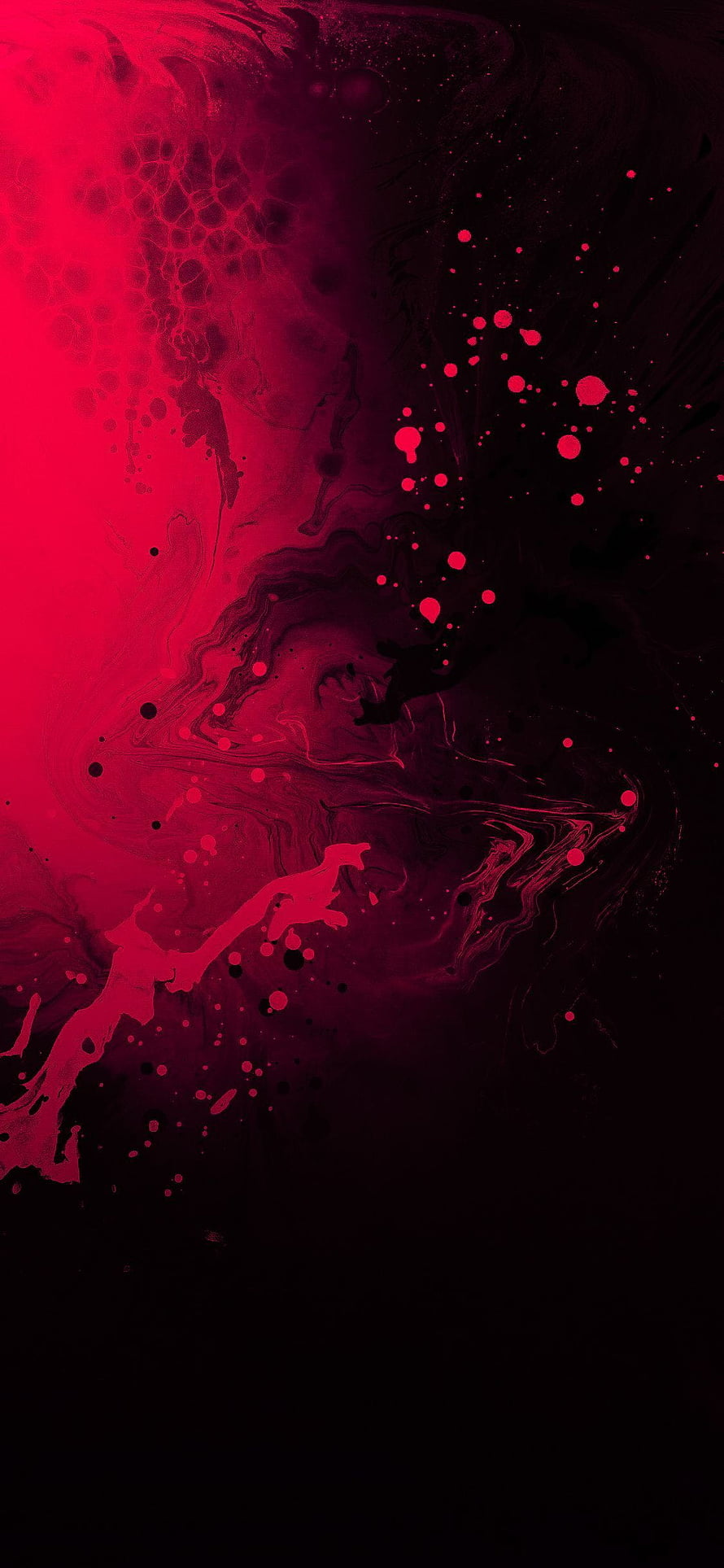Dark Crimson Abstract Fluid Art with Vibrant Pink Splatter and Ink Swirls HD phone wallpaper