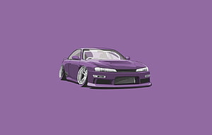 Purple Nissan Silvia S15 Minimalist Digital Illustration HD wallpaper