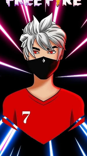 Free Fire Anime Character Portrait with Silver Hair and Red Jersey HD phone wallpaper