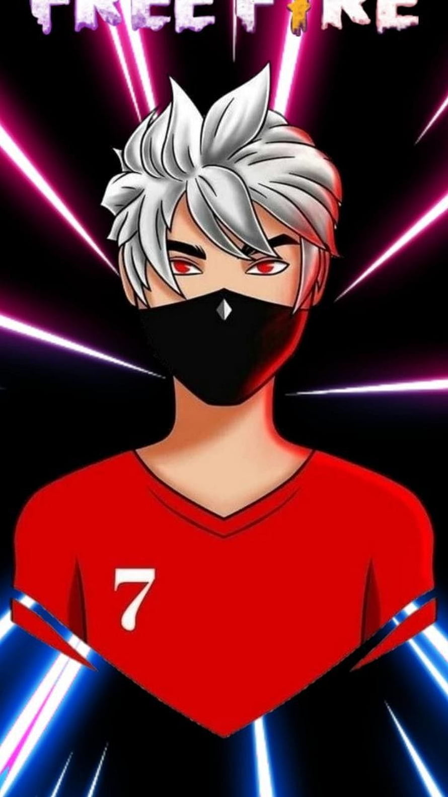 Free Fire Anime Character Portrait with Silver Hair and Red Jersey HD phone wallpaper
